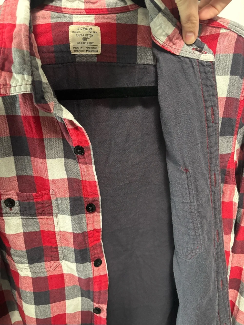 J. Crew Red Black White Plaid Long-Sleeve Button-Down Shirt